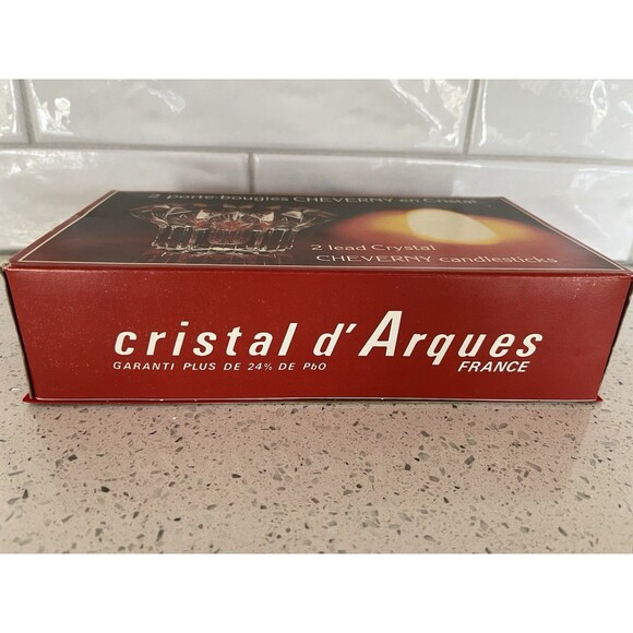 Pair Cristal D'Arques Cheverny Candle Holders For Tapers Or Tealights France NIB - Picture 8 of 8